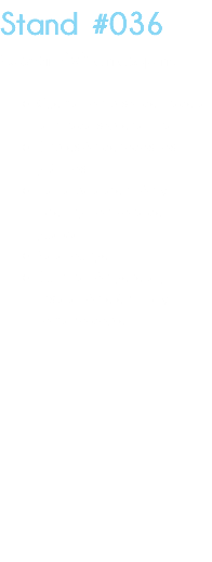 Stand #036 Custom 6x3 en esquina Cuenta con piso de madera laminada sobre tarima. Impresión de todos los gráficos. Barra para atención y catering con zona de guarda. Sala lounge. Iluminación general, instalación eléctrica y contacto doble.